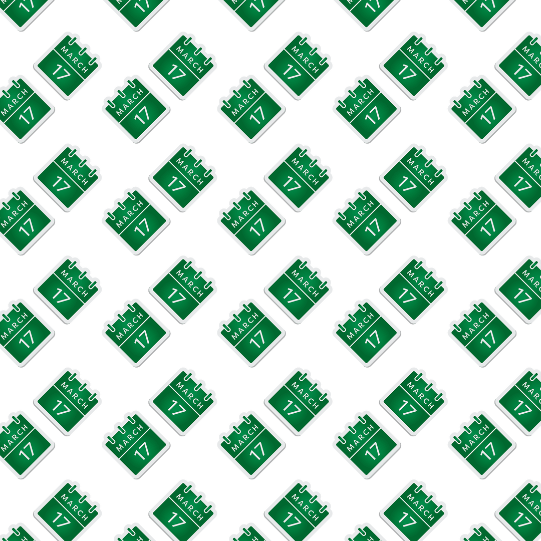 Seamless Transparent Background with Green March Calendars