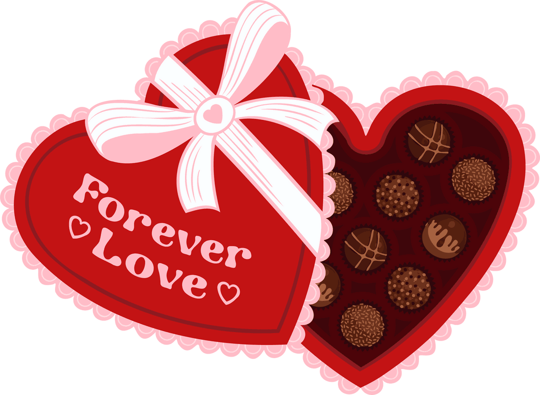 Heart-Shaped Gift Box of Chocolates on Transparent Background