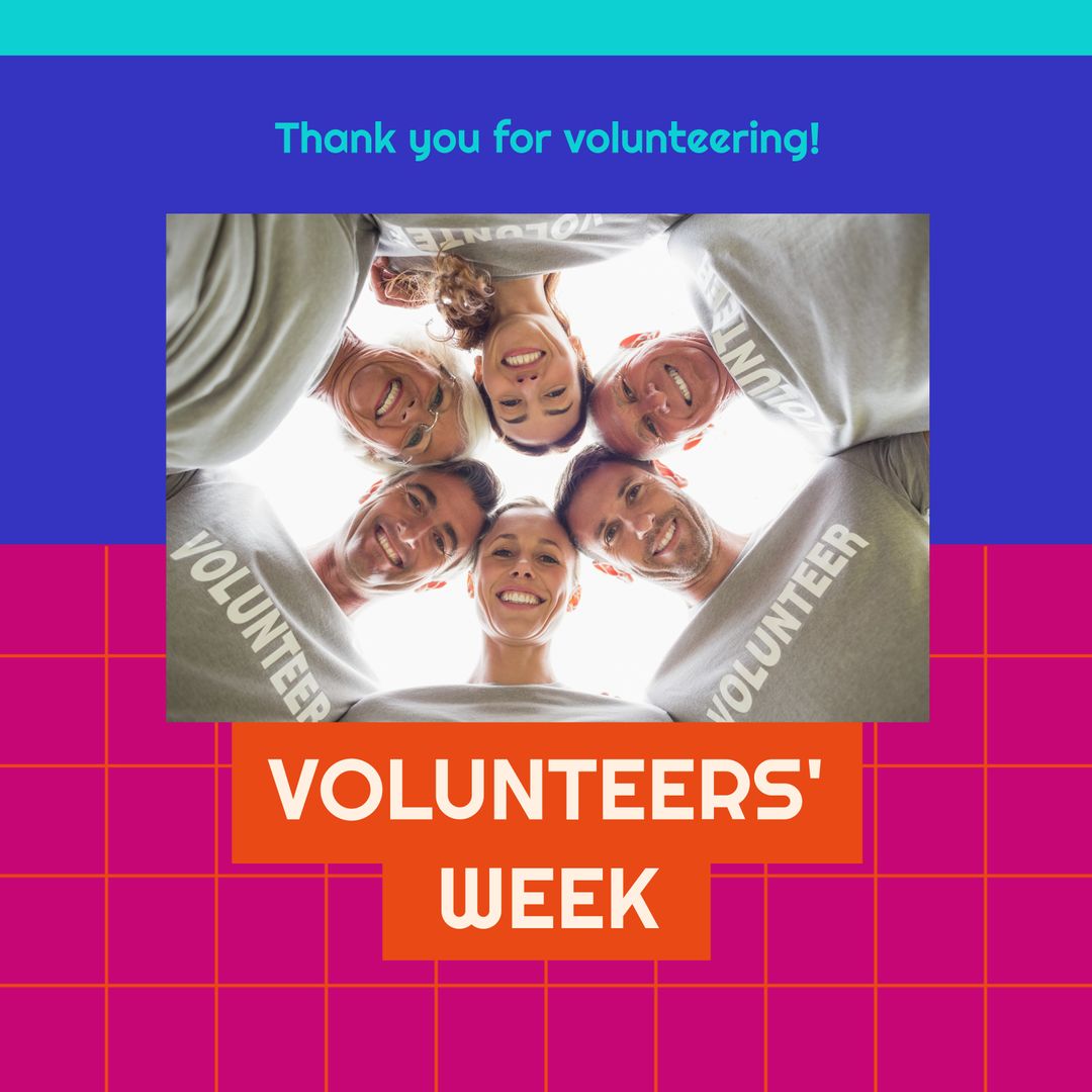 Diverse Group of Volunteers Standing in a Circle for Volunteers' Week