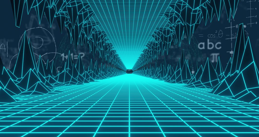 digital tunnel with math formulas and grid patterns - Free Images, Stock Photos and Pictures on Pikwizard.com