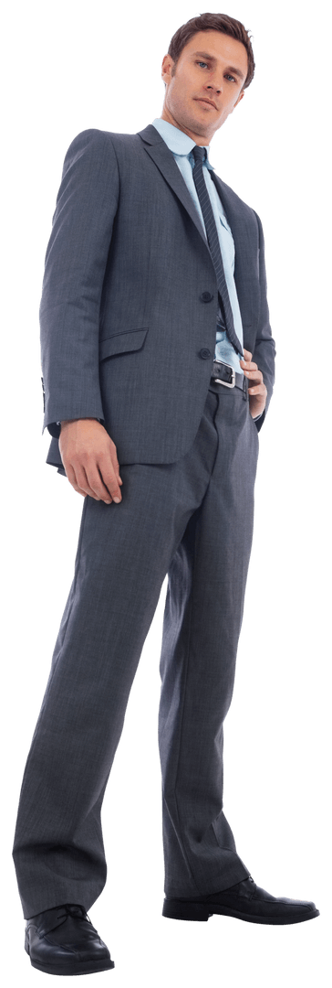 Confident Businessman Posing with Hand on Hip, Transparent