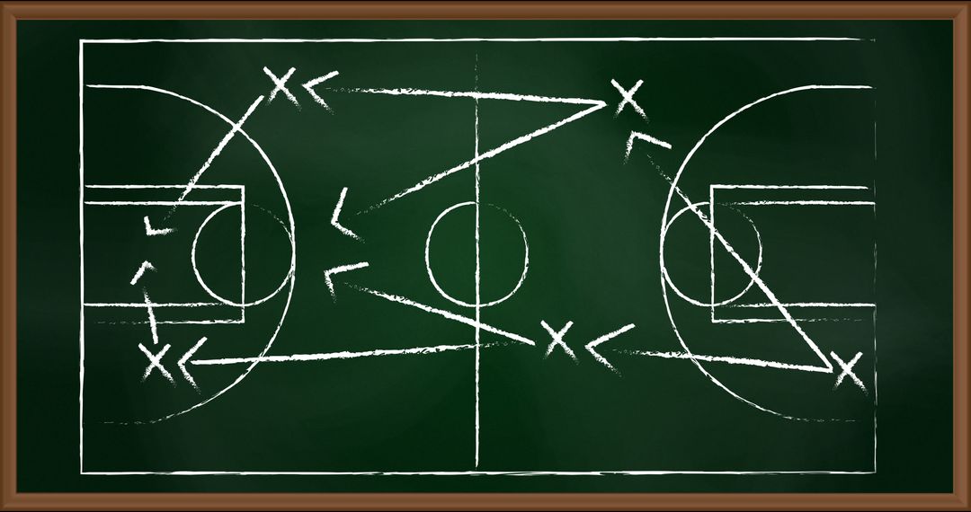 Basketball Strategy Chalkboard Diagram with Tactics