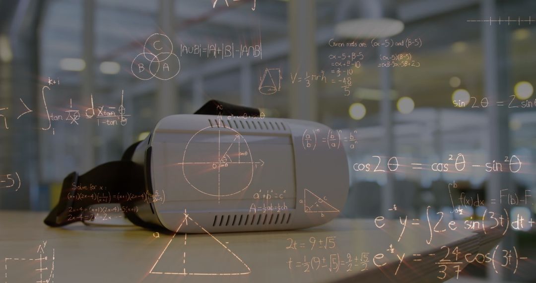 Virtual Reality Headset with Floating Mathematical Equations
