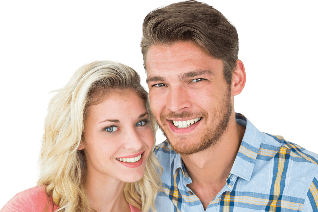 Smiling Young Couple Against Transparent Background