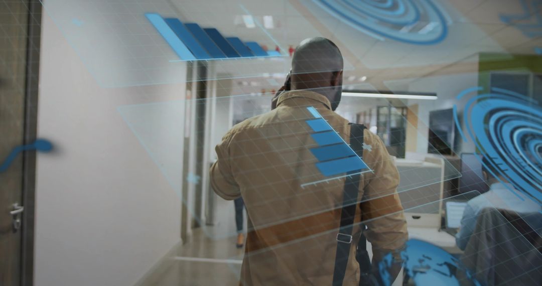 Businessman Discussing Data Analytics with Augmented Reality Interface