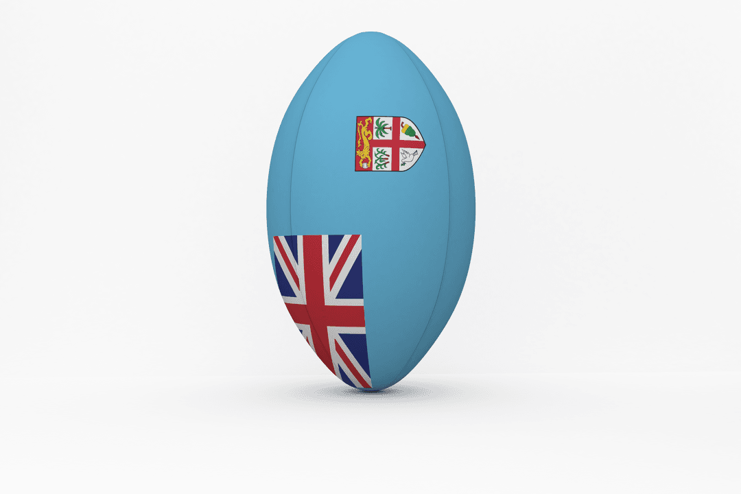 Rugby Ball with Fiji Flag on Transparent Background for Patriotic Sports Design