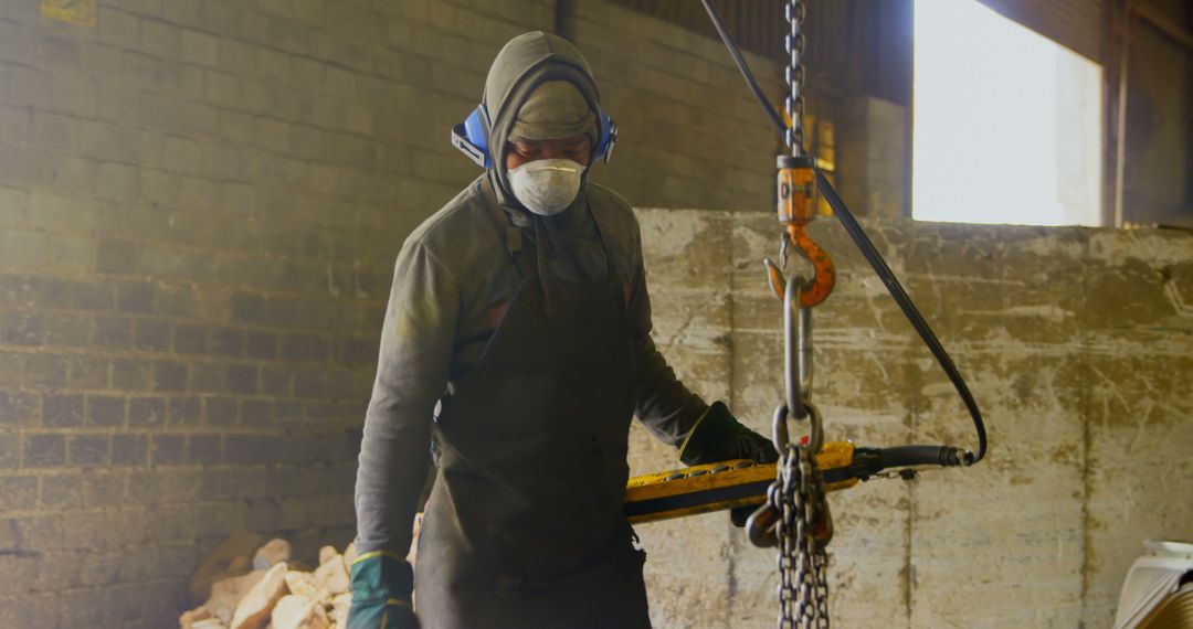 Industrial Worker Operating Overhead Crane in Foundry Workshop - Free Images, Stock Photos and Pictures on Pikwizard.com