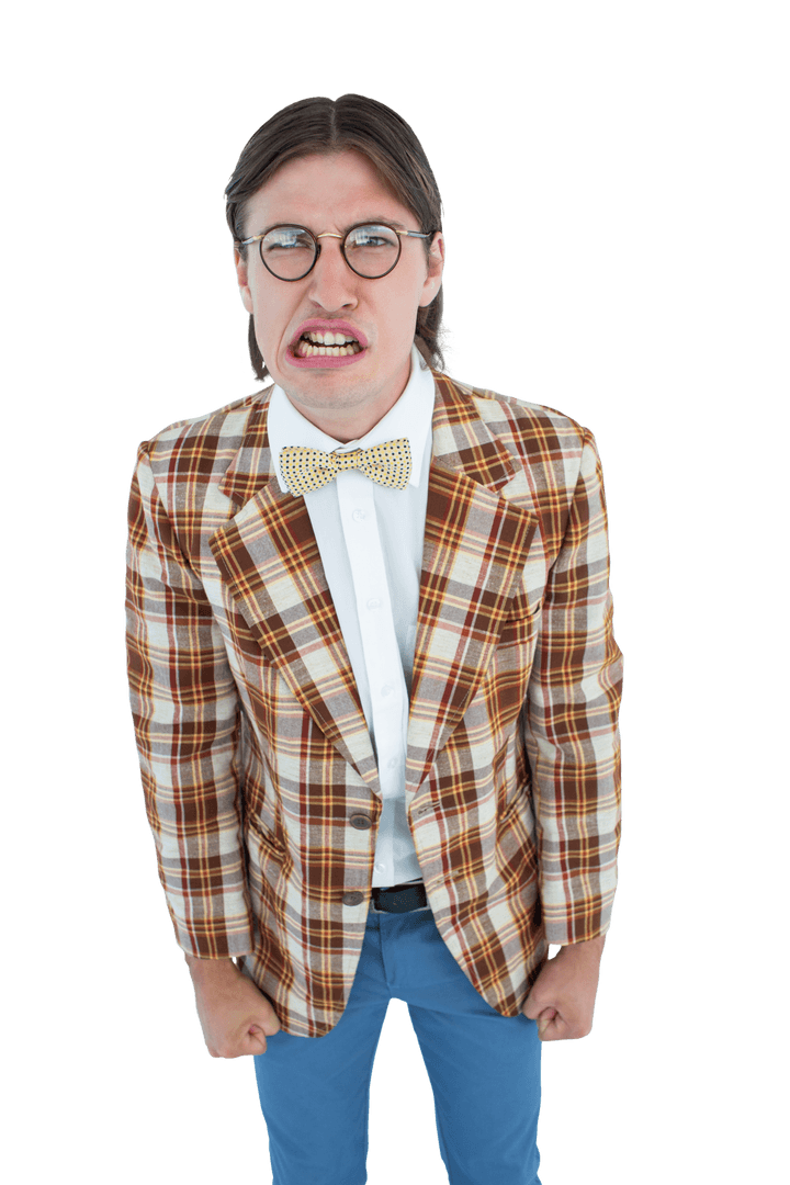 Transparent Angry Geeky Hipster Expressing Frustration