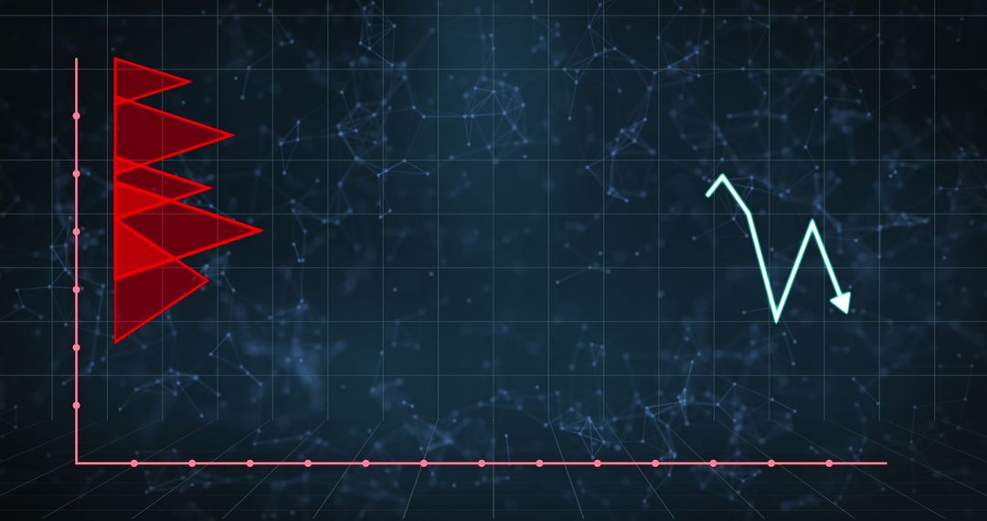 Digital Graph Illustrating Business Decline on Futuristic Background