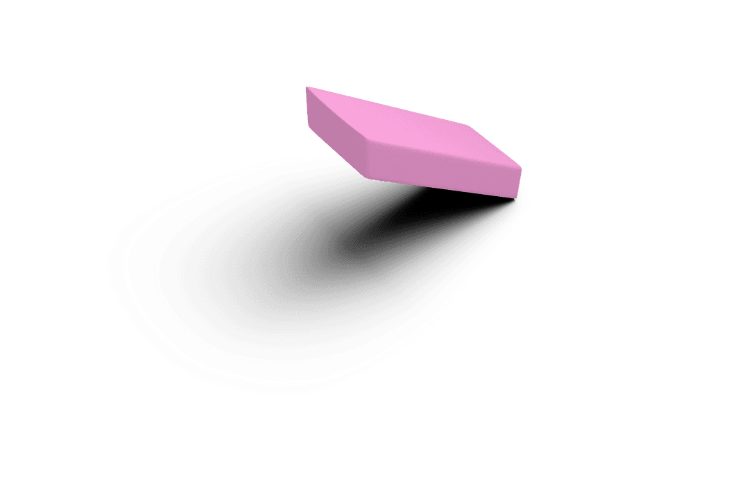 Transparent 3D Pink Eraser Isolated on White