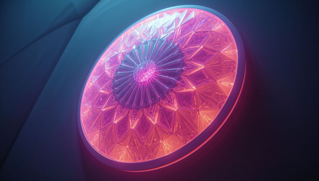 Futuristic Neon LED Art Installation Glowing on Wall