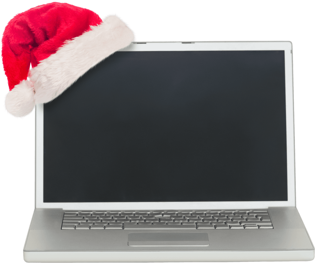 Transparent Laptop with Santa Hat Mockup for Christmas