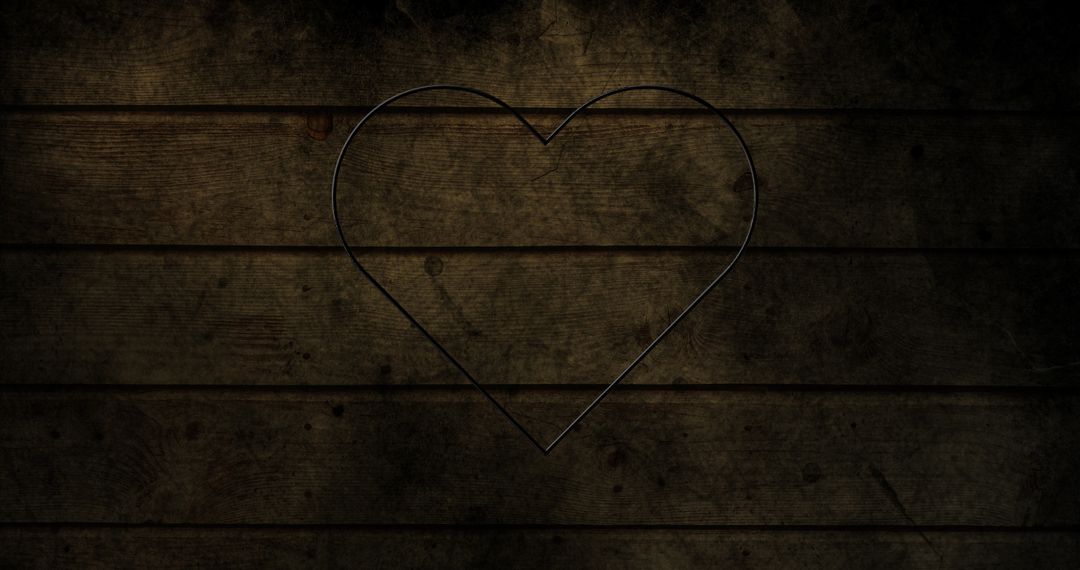 Neon Heart Silhouette on Dark Wooden Wall