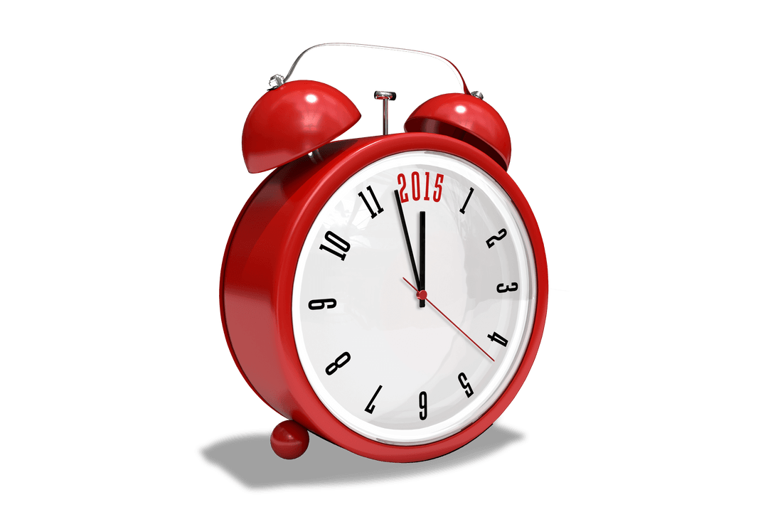 Retro Red Alarm Clock with 2015 on Transparent Background - Download Free Stock Images Pikwizard.com