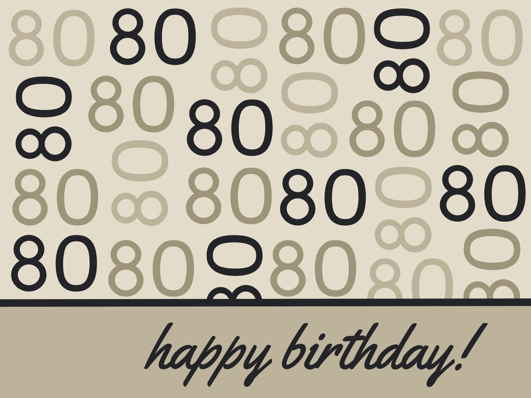 Celebratory Card with Repeated '80' Design for 80th Birthday Wishes - Download Free Stock Templates Pikwizard.com
