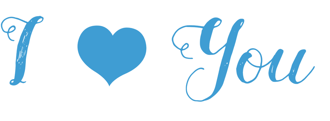 Romantic Text Saying I Love You in Blue on Transparent Background