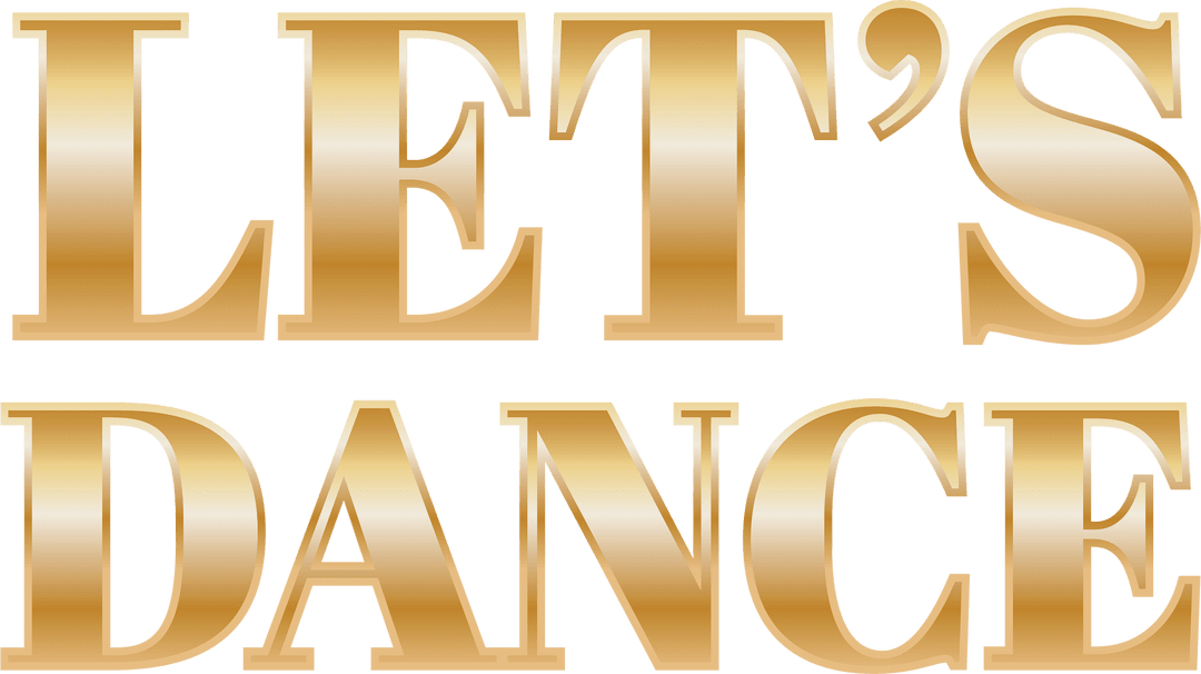 Golden Let's Dance Text on Transparent Background
