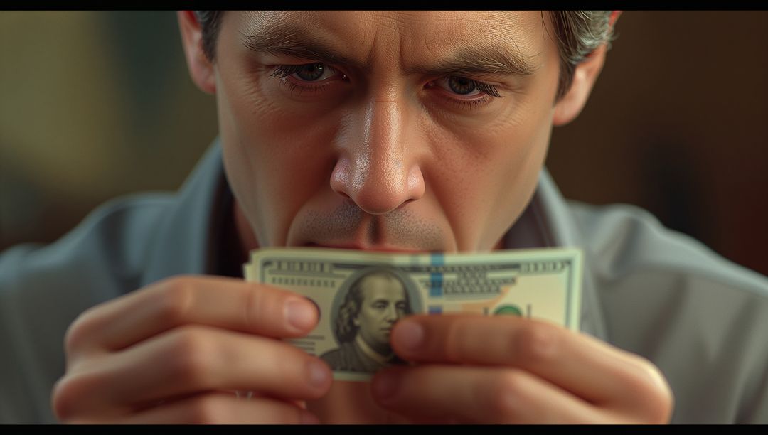 Man Concentrating on US Hundred-Dollar Bill Examination