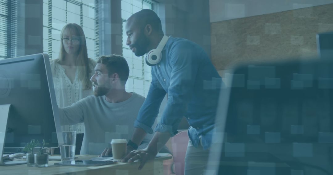 Creative Team Collaborating at Modern Office Desk