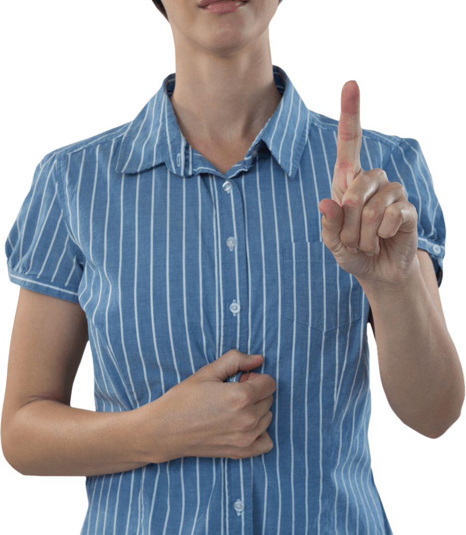 Businesswoman Gesturing Touch on Transparent Background