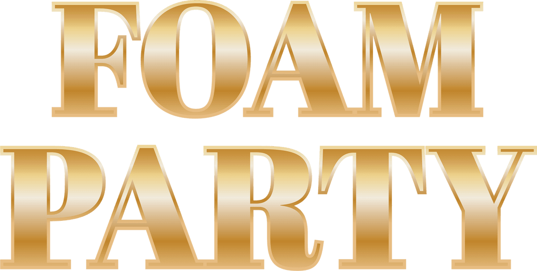 Golden Foam Party Text on Transparent Background