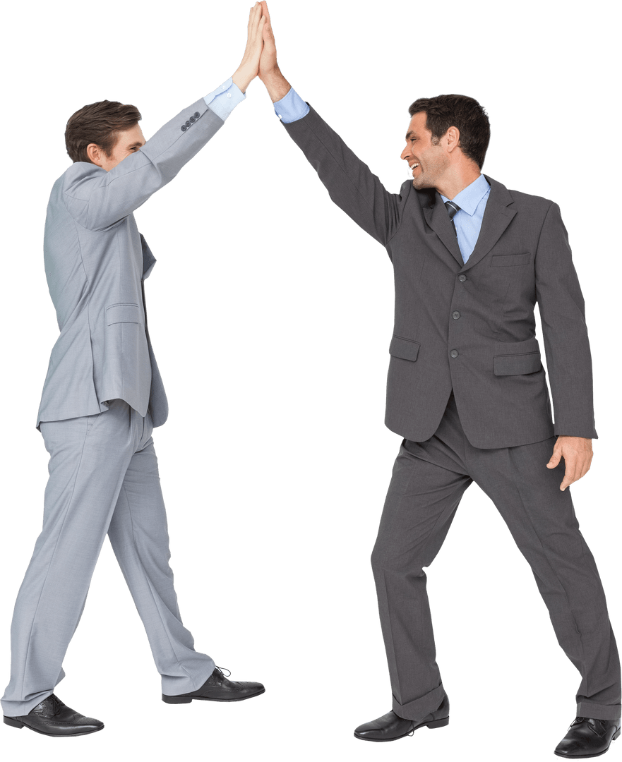 Business Colleagues High-Fiving Transparent Background
