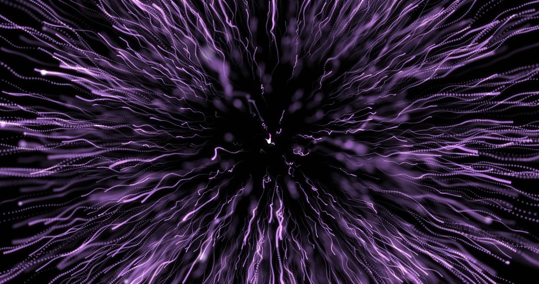 Purple Light Trails on Black Background Conceptualizing Technology
