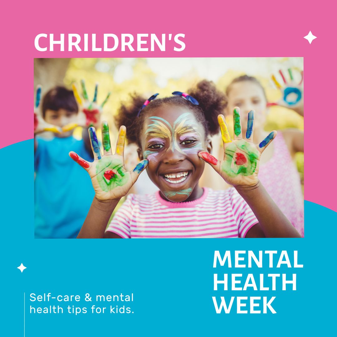 Children Celebrating Mental Health Awareness with Colorful Paint