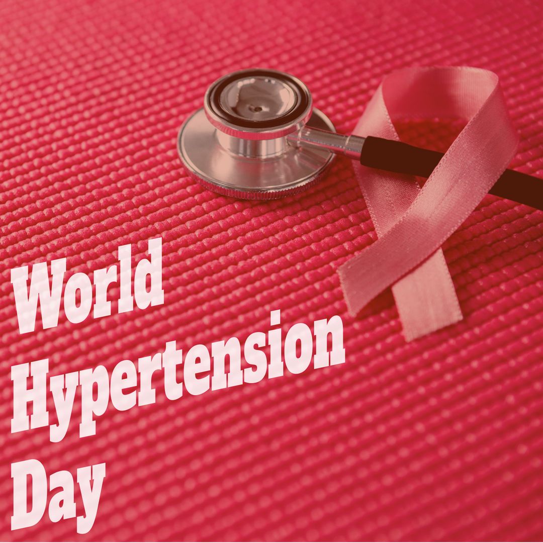 World Hypertension Day Health Awareness with Stethoscope and Pink Ribbon