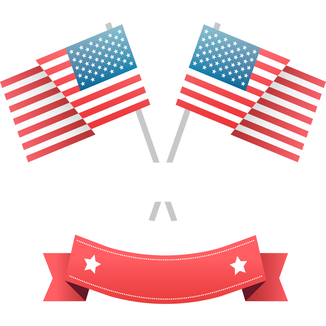 Crossed United States Flags with Banner on Transparent Background - Download Free Stock Images Pikwizard.com