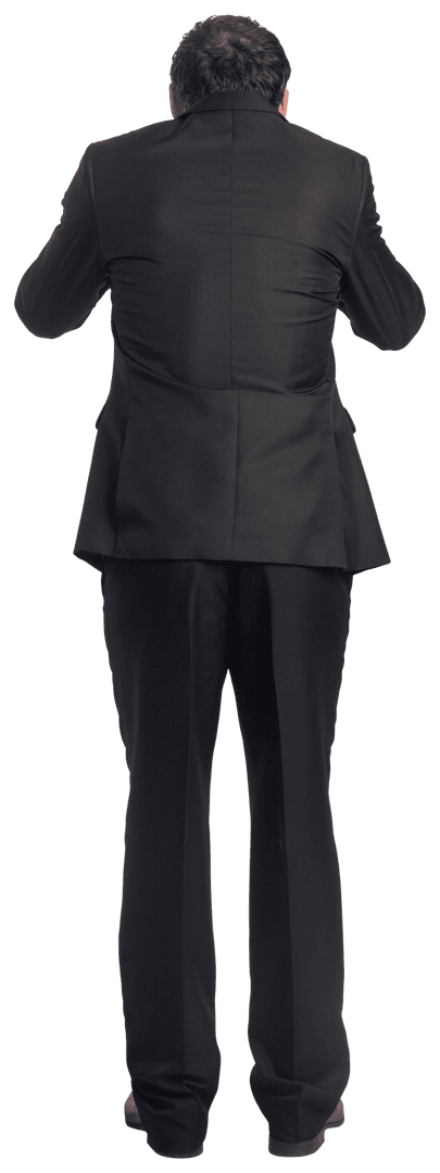 Transparent Background Rear View Portrait of Businessman