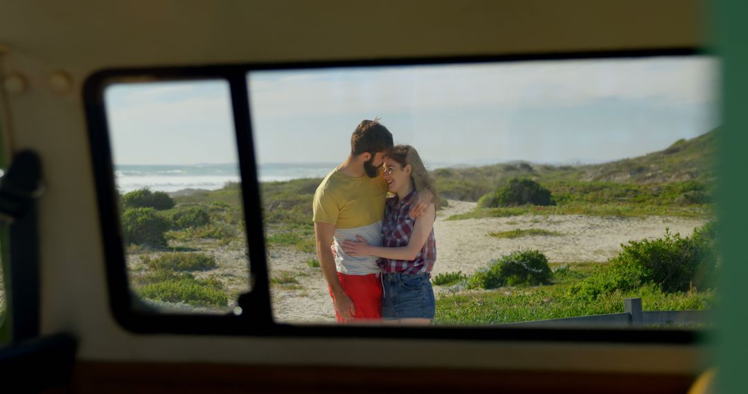 Young couple embracing each other on the beach - Free Images, Stock Photos and Pictures on Pikwizard.com