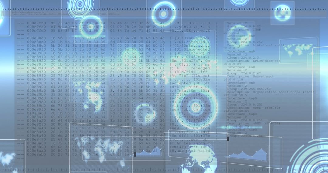 Futuristic Digital Interface with Global Insights and Technological Networks