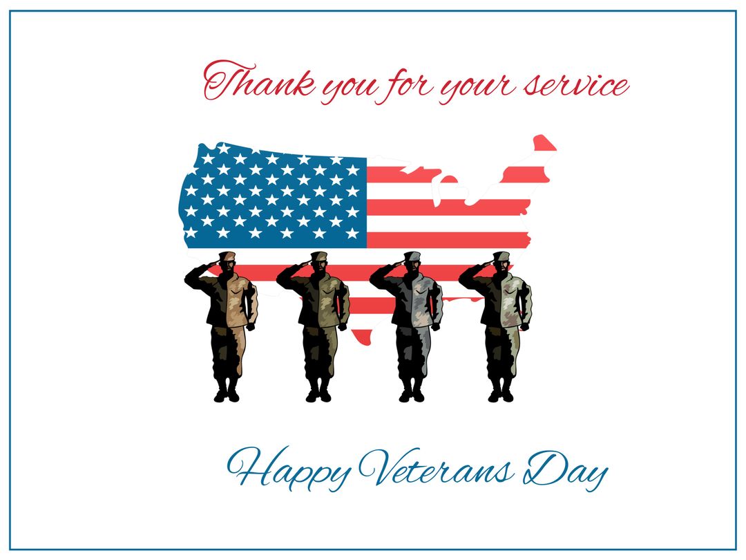 Patriotic Tribute with Saluting Soldiers and Flag Background