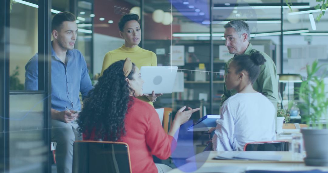 Diverse Team Brainstorming in Modern Glass Office