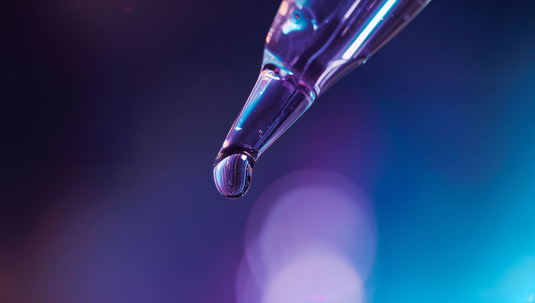 Glass Pipette Dropper Creating Droplet in Laboratory