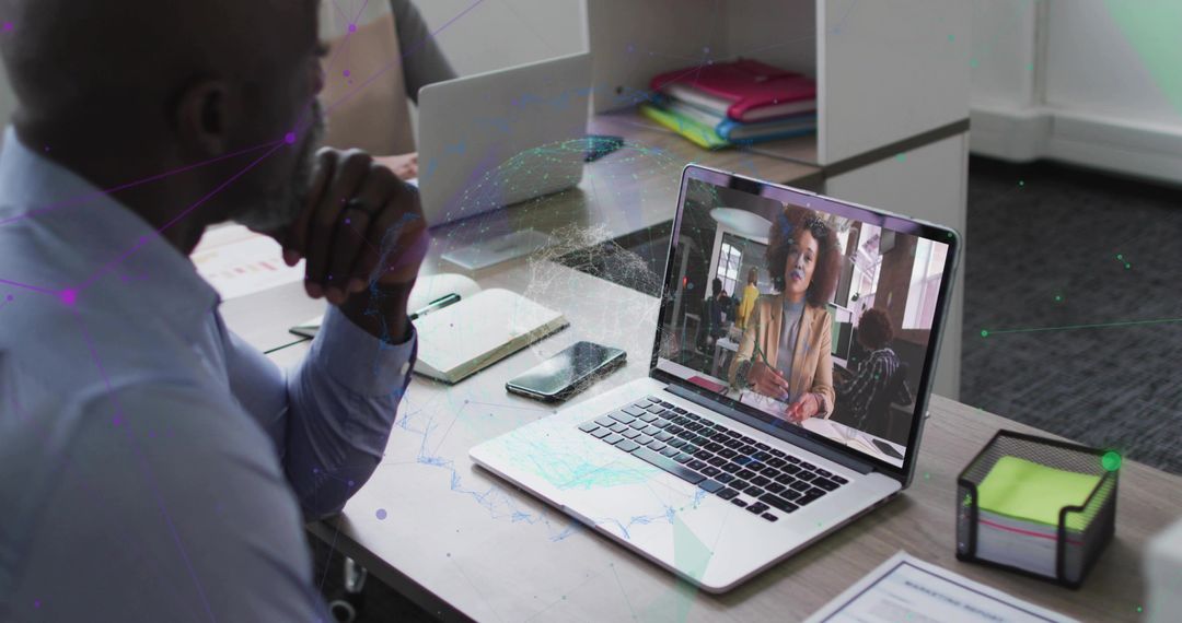 Remote team meeting on laptop showing professional woman leading virtual collaboration