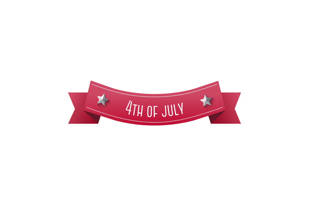 Transparent 4th of July Ribbon with Red and Silver Design