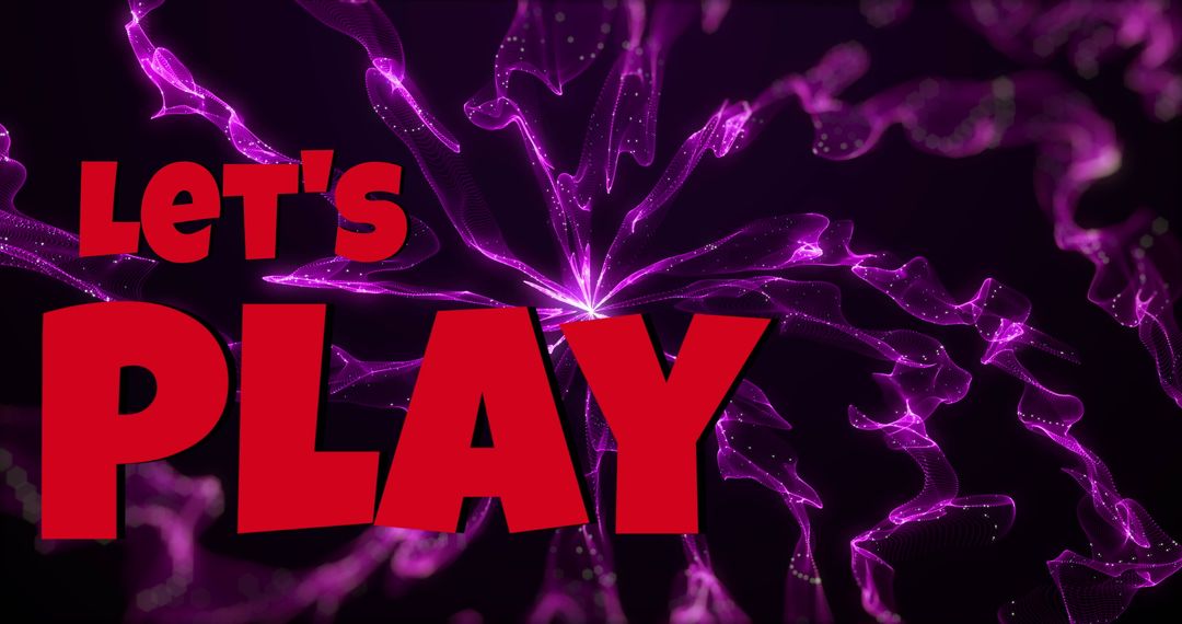 Bold 'Let's Play' Text with Neon Waves in Background