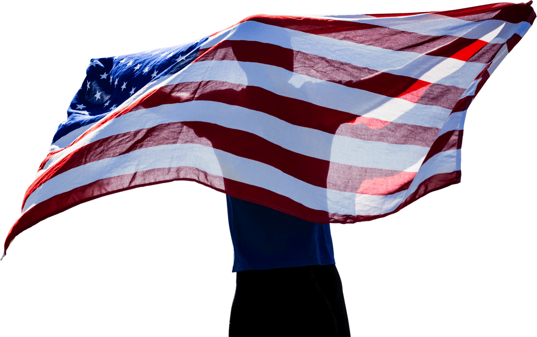 Athlete Holding USA Flag with Transparent Background