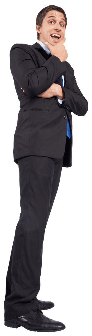 Smiling Businessman on Transparent Background Posing Confidently