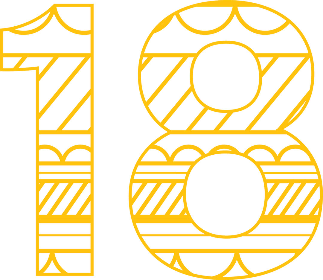 transparent yellow 18 decimal number with intricate patterns - Download Free Stock Images Pikwizard.com