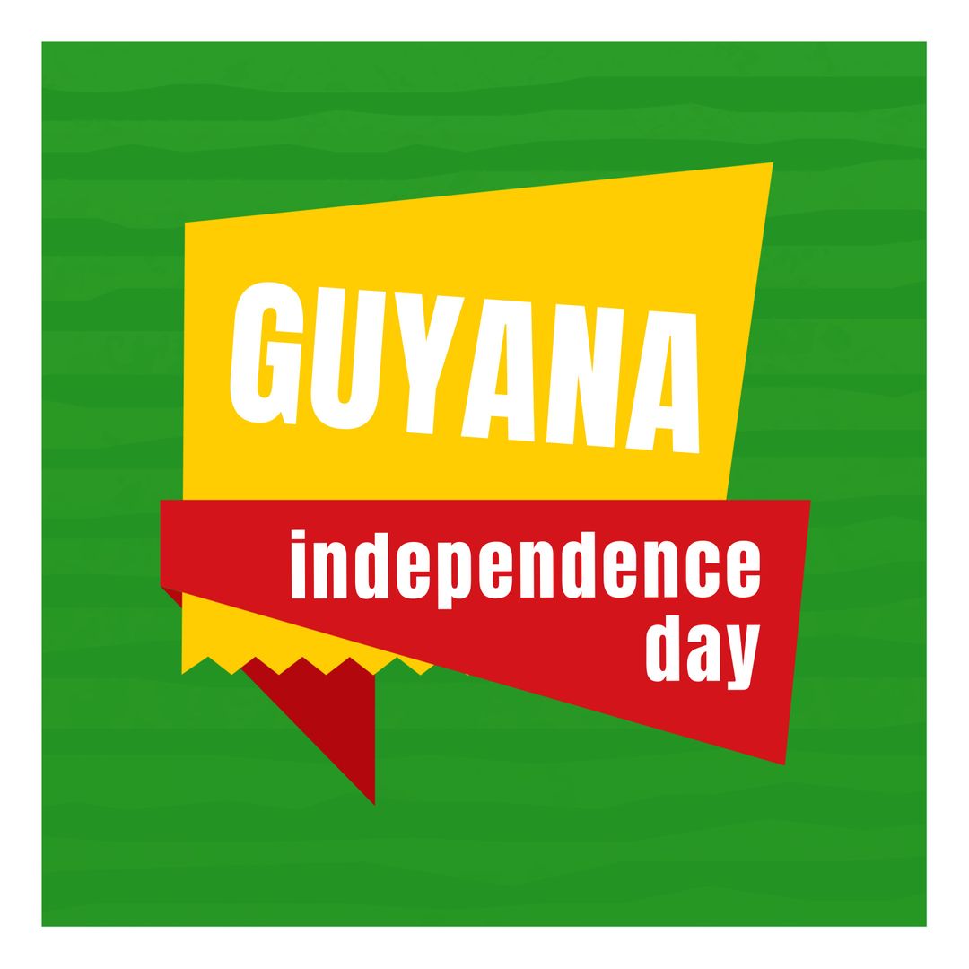 Guyana Independence Day Graphic on Green Background