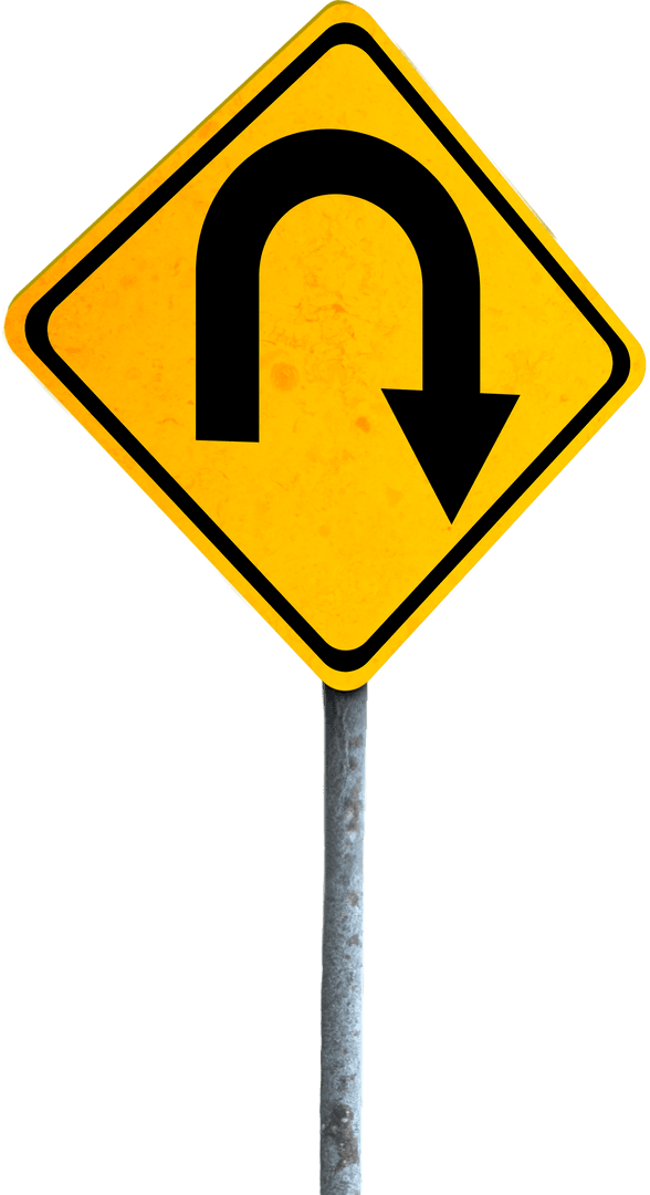 Transparent Road Sign Illustration with U-Turn Arrow