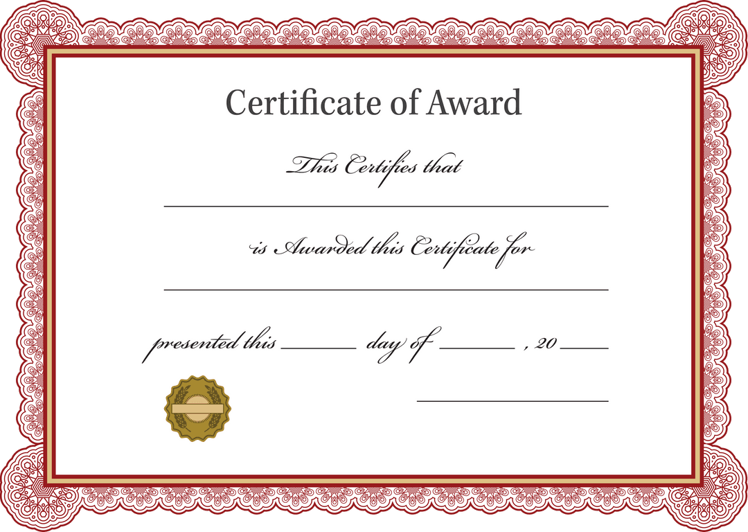 Award Certificate Template on Transparent Background