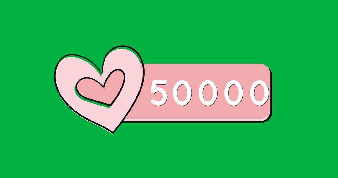 Milestone Reached: Pink Heart with Number on Green Background