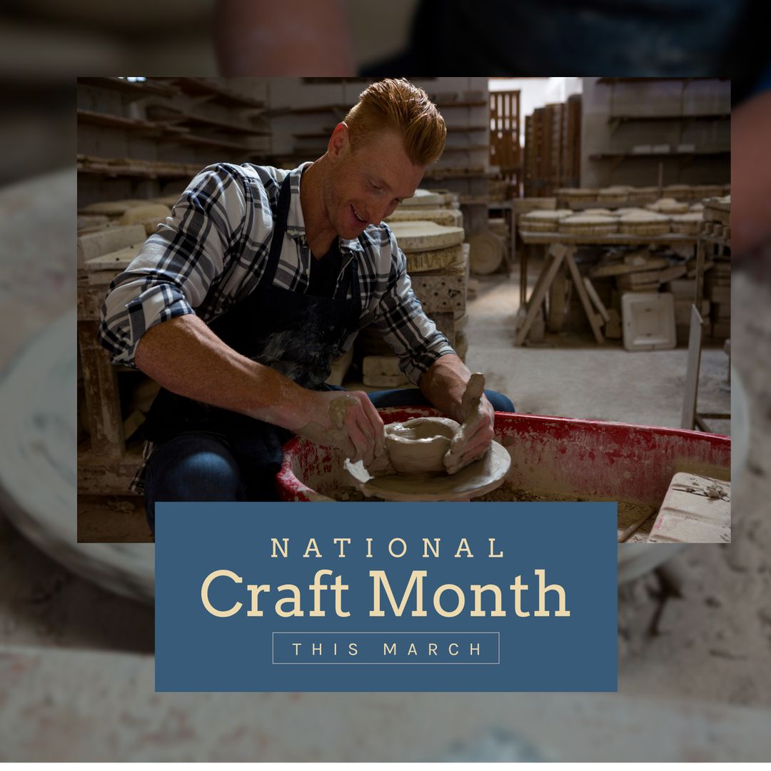 Caucasian Potter Practicing Craft for National Craft Month