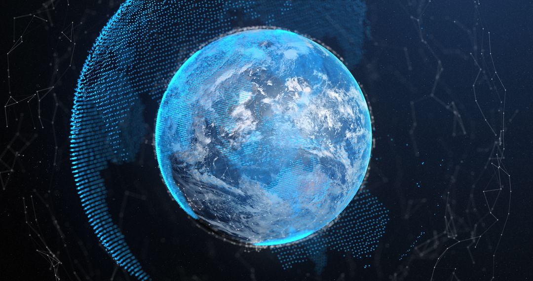 Visually Striking Digital Earth with Futuristic Network Connections