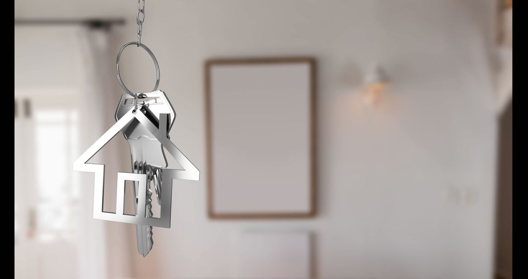 Silver House Key in Modern Minimalist Interior