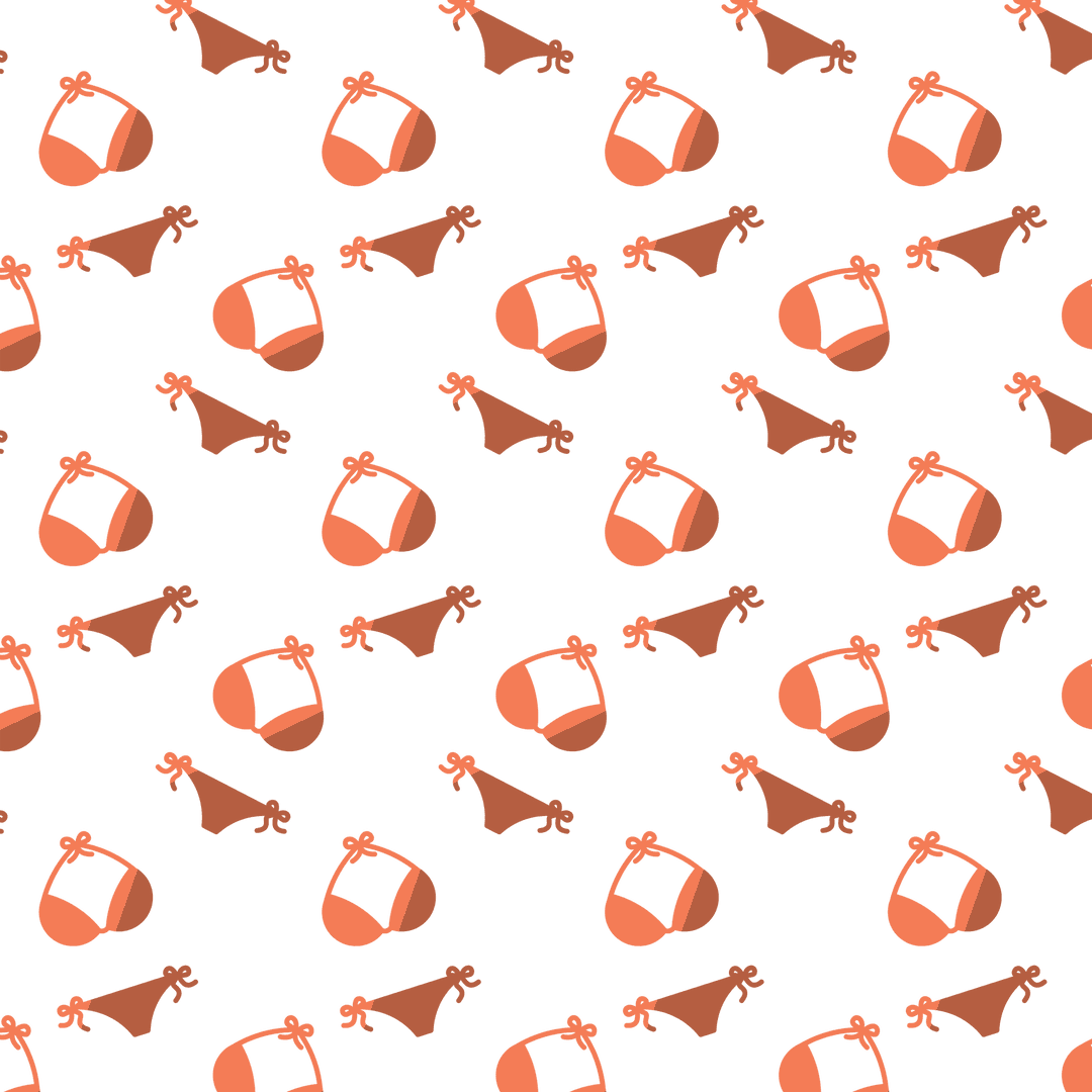 Seamless Orange Bikinis Pattern on Transparent Background